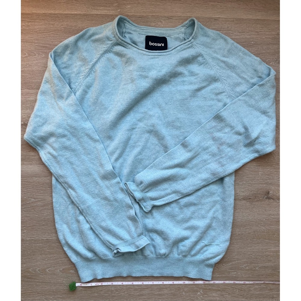 Bossini Sweaters Mens Large Light Blue Cotton Raglan Sleeve‎ Outdoor Winter Wear
